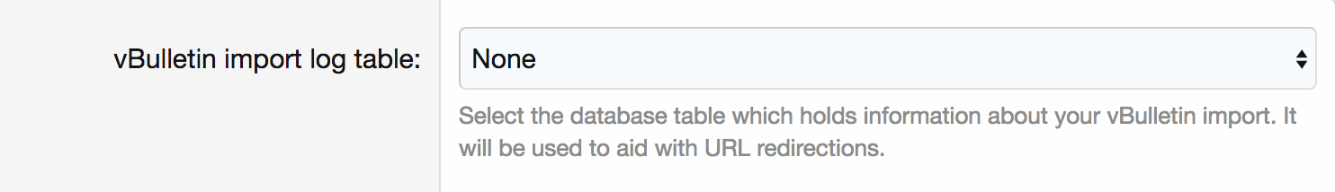 Selecting the import log table